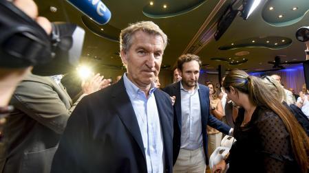 El presidente del PP, Alberto Núñez Feijóo, en un acto del partido en Huesca el martes 13 de octubre