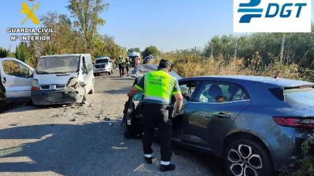 Un mujer de 60 años, herida en una colisión con cuatro vehículos implicados en Cadreita