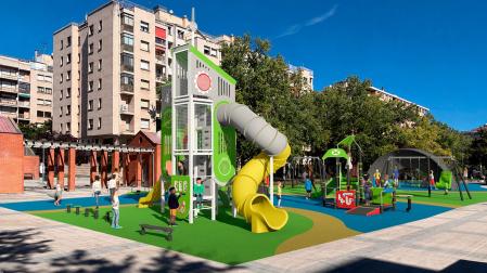 La plaza de Félix Huarte, en Iturrama, tendrá el próximo año un nuevo parque infantil