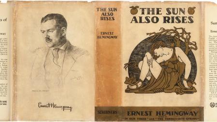 La primera edición de ‘The Sun also rises’, publicada por Schribers, tenía un diseño entre clásico y sugerente, obra de la artista Cleo (Cleonike) Damianakes, estadounidense de origen griego.