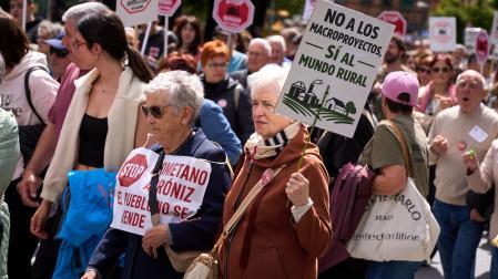 Manifestación contra las plantas de biogás celebrada en Pamplona en mayo de este año