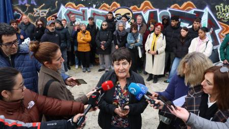 Tere Sanz, de Apoyo Mutuo, durante la rueda de prensa