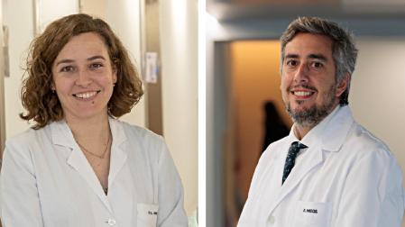 La doctora Ana Landa y el doctor Ignacio Matos, oncólogos médicos del Área de Cáncer Gastrointestinal e investigadores -respectivamente- de los estudios fase I y fase II/III para cáncer colorrectal metastásico