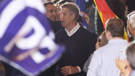 Alberto Núñez Feijóo, este domingo en un acto de precampaña en Salamanca