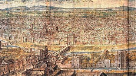 Valencia en 1563, según la pintó el paisajista flamenco Anton van den Wyngaerde