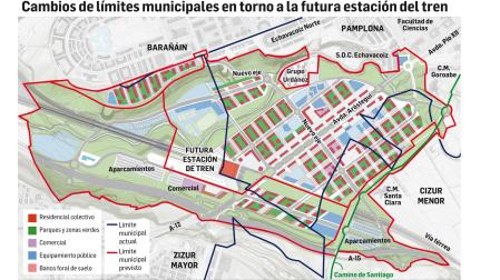 Cambios de límites municipales en torno a la futura estación de tren