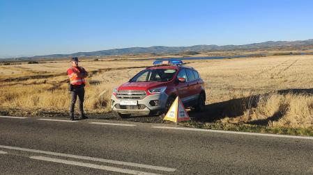 Policía Foral refuerza la seguridad vial en la NA-5330 por batidas de jabalíes en el entorno de la Laguna de Pitillas