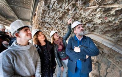 El alcalde de Olite, Andoni Lacarra; la consejera Ana Herrera; la técnica Alicia Ancho; y el direcor general de Cultura, Fernando Pérez.