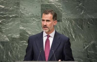 El Rey Felipe VI, durante su intervención en Naciones Unidas.