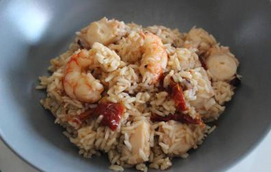 Arroz con pulpo y tomate seco