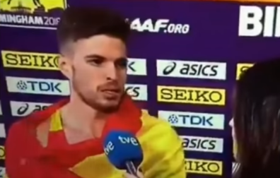 El atleta Óscar Husillos se entera de su descalificación en directo