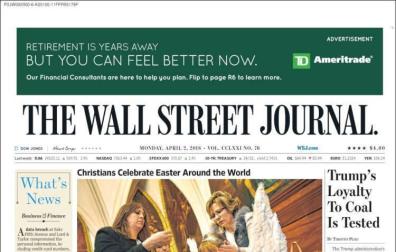 El Ángel de Tudela 'vuela' hasta la portada del Wall Street Journal