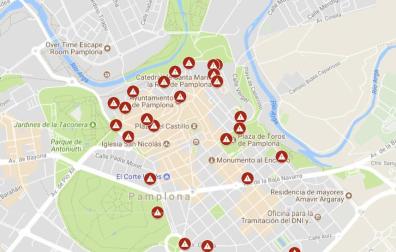 Un mapa recoge los “puntos negros” para las mujeres en el Casco Viejo y en el Ensanche