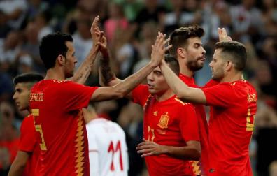 España gana por la mínima a Túnez una semana antes de comenzar el Mundial