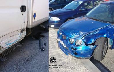 Un conductor se da a la fuga en Azpilagaña tras impactar contra un camión