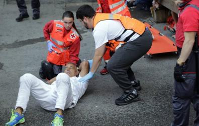 Jokin Zuasti, un corredor habitual, herido en el sexto encierro con los Victorianos del Río