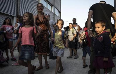 Imágenes del primer día de clases en el CP Doña Mayor de Navarra (Chantrea).