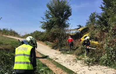 Una persona trasladada al CHN tras salirse un vehículo de la vía en Garínoain