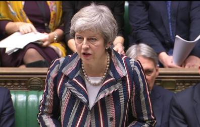 Theresa May, durante su discurso en la Cámara de los Comunes.
