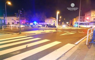 Estado de la calzada tras el choque de dos conductores ebrios en la Chantrea.