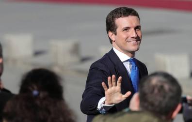 El líder del PP, Pablo Casado, a su llegada al Congreso para el acto solemne conmemorativo del 40 aniversario de la Constitución.