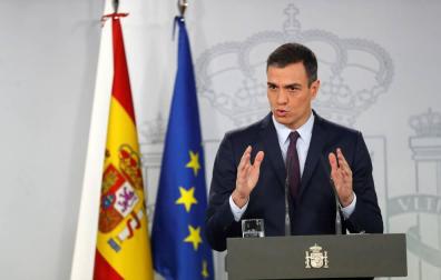 El presidente del Gobierno, Pedro Sánchez, durante su comparecencia este viernes en el Palacio de la Moncloa.
