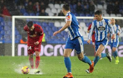 Rubén García, en el partido de ida ante el Dépor.