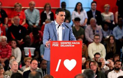 Pedro Sánchez, durante un acto de esta campaña electoral