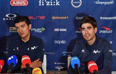 Mikel Landa y Carapaz, en la rueda de prensa de este lunes.