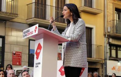 La portavoz nacional de Ciudadanos estuvo en la Plaza Consistorial junto a José Jacier Esparza este martes, 14 de mayo.