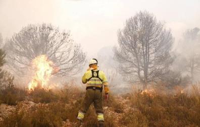 Medios aéreos se incorporan al incendio de Beneixama, con evolución favorable