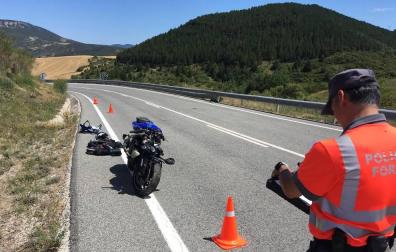 Lugar en el que se ha producido el accidente del motorista en Aibar