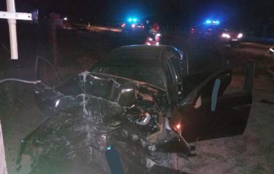 Estado en el que ha quedado el coche del joven tras el accidente en Caparroso.