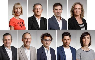 De izquierda a derecha y de arriba abajo: Alicia Erdociáin, Félix Taberna, Miguel Moreno, Amaia Arrizabalaga, Guillermo Nagore, Mikel Muez, Txema Mauleón, Mikel Armendáriz y Saioa Eseberri.