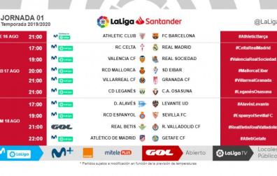 Horarios definitivos de la primera jornada de Liga.