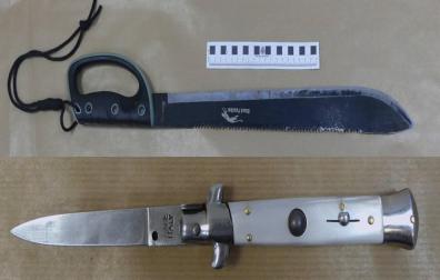 Intervenidas dos armas blancas especialmente peligrosas en Pamplona
