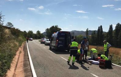 Herido grave un ciclista tras sufrir una caída entre Azuelo y Espronceda