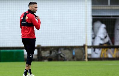 Rober Ibáñez, en un entrenamiento en Tajonar.