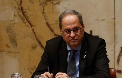 El presidente de la Generalitat, Quim Torra, durante la última reunión del Govern antes de las fiestas navideñas.