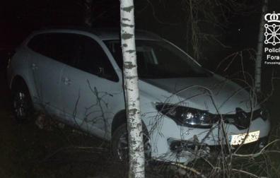 Choca contra un árbol en Salinas de Pamplona y da positivo en alcohol