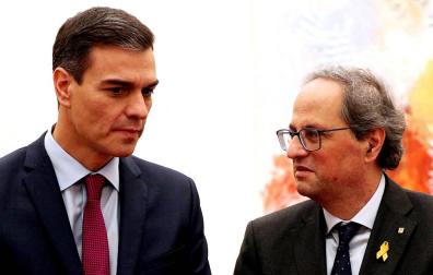 Sánchez y Torra, en Pedralbes en 2018.