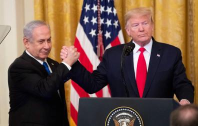 El presidente de Estados Unidos, Donald Trump, en laa rueda de prensa junto al primer ministro israelí, Benjamin Netanyahu