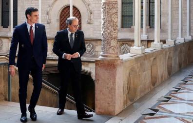 Comienza la reunión entre Torra y Sánchez en el Palau de la Generalitat