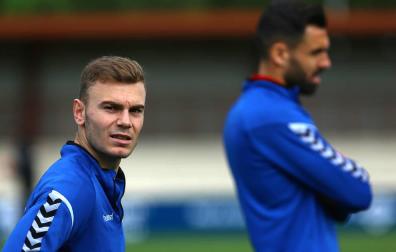 Toni Lato, durante el entrenamiento tras el partido frente al Sevilla.