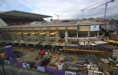 Estado de las obras de El Sadar, hace un par de semanas, antes de la visita del Espanyol.