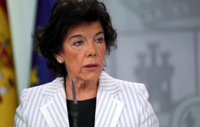 La ministra Portavoz Isabel Celaá, durante la rueda de prensa celebrada en el Palacio de la Moncloa tras el Consejo de Ministros.