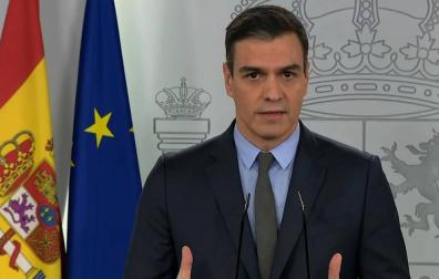 Captura de vídeo del presidente del Gobierno, Pedro Sánchez, durante la rueda de prensa de este sábado