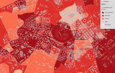 Mapa de Pamplona con las zonas más vulnerables al coronavirus.
