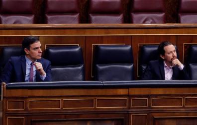 Sánchez e Igleisias, en el Congreso de los Diputados.