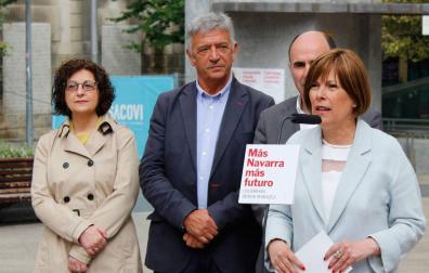 La candidata a la Presidencia de Navarra, Uxue Barkos, en un acto electoral de Geroa Bai